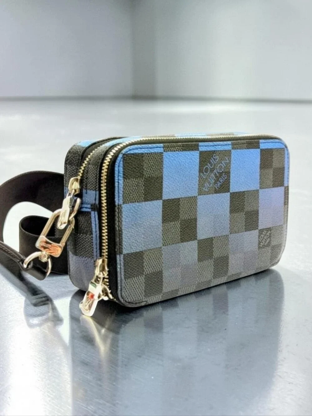 Louis Vuitton Alpha Wearable Wallet Giant Damier Cobalt Blue Indigo Leather